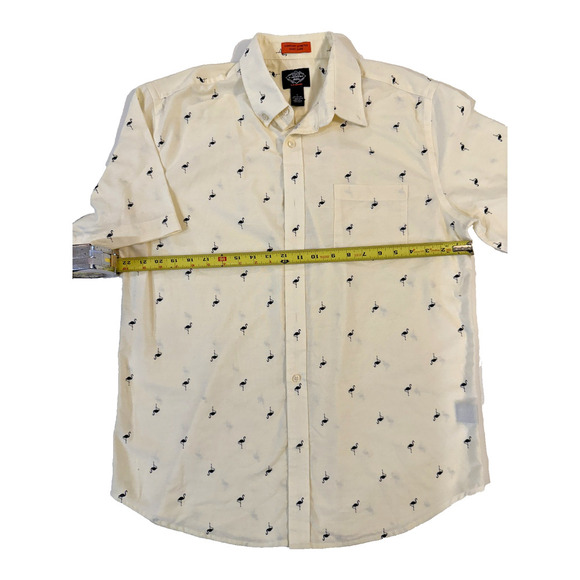 St Johns Bay Shirt Mens Large Navy Flamingo Print Button Up Short Sleeve Casual - Picture 3 of 4